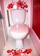 déco wc - toilettes gris et rouge