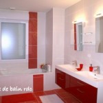décoration salle de bain rouge