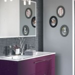 idée déco salle de bain gris et violet