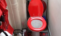 idée déco wc - toilettes rouge