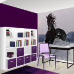 décoration chambre fille gris et violet