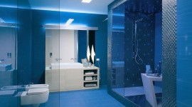 idée déco wc - toilettes bleu