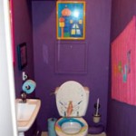 déco wc - toilettes gris et violet