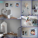 décoration chambre bébé gris et violet