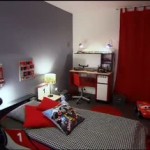 décoration chambre gris et rouge