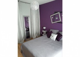 ambiance chambre fille gris et violet