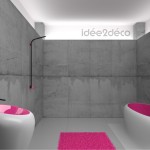 décoration salle de bain gris et violet