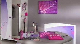 idée déco chambre fille gris et violet
