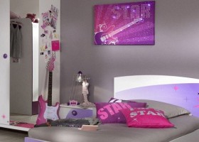 idée déco chambre fille gris et violet