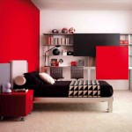 idée déco chambre garçon gris et rouge