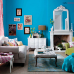 idée déco salon turquoise