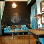 idée déco salon turquoise