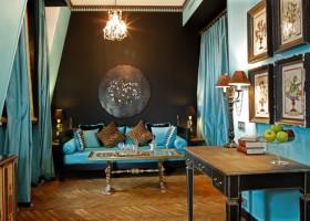 idée déco salon turquoise