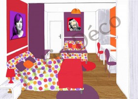 ambiance chambre fille rouge