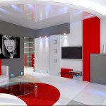 ambiance salon gris et rouge