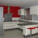 idée déco cuisine gris et rouge