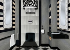 ambiance wc - toilettes gris et violet