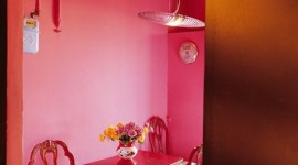 décoration salle à manger rose