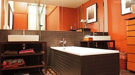 décoration salle de bain orange