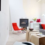 idée déco salon gris et rouge
